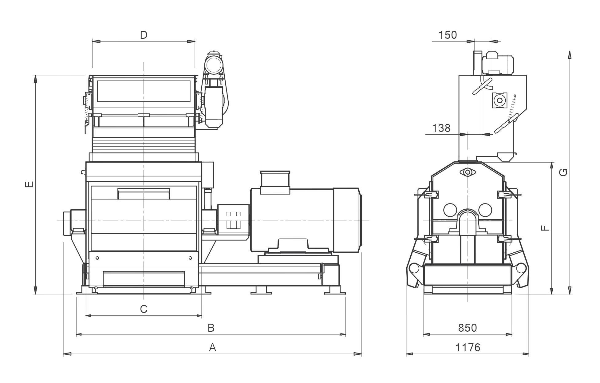 Hammer mill MF28D Side version