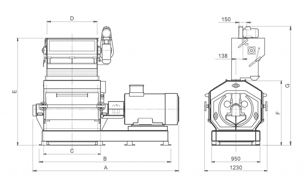 Hammer mill MF 28 D..G frontal version