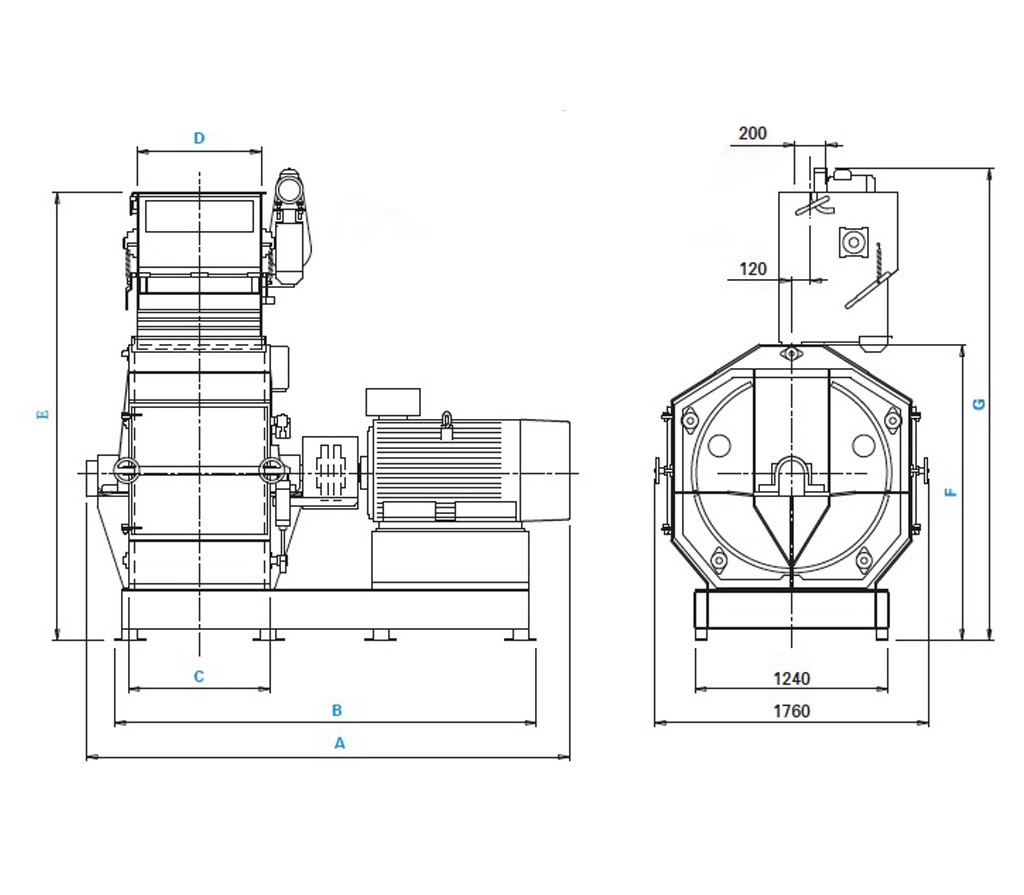 Hammer mill MF14D..G frontal version